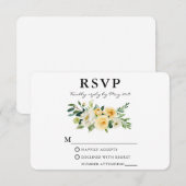 Waterverf Geel Wit Bloemen Elegant RSVP Kaartje (Voorkant / Achterkant)