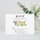 Waterverf Geel Wit Bloemen Elegant RSVP Kaartje (Staand voorkant)