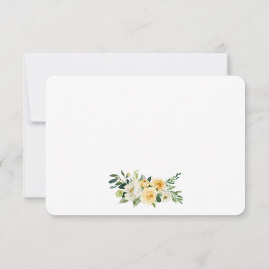 Waterverf Geel Wit Bloemen Elegant RSVP Kaartje (Achterkant)