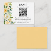 Waterverf Geel Wit Floral QR RSVP Weddenschap Informatiekaartje (Voorkant / Achterkant)