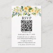Waterverf Geel Wit Floral Weddenschap QR RSVP Informatiekaartje (Voorkant)