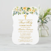 Waterverf Geel-witte Floral Eerste Communie Kaart (Staand voorkant)