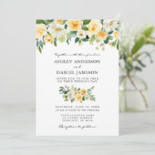 Waterverf Geel-witte Floral Elegant Wedding Kaart (Staand voorkant)