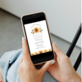 Waterverf Geel Zonnebloem Baby shower Uitnodiging