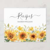 Waterverf Geel Zonnebloem Familie Recept Kaart (Achterkant)