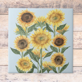 Waterverf Geel Zonnebloem Floral Tegeltje