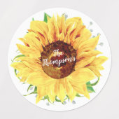 Waterverf Geel Zonnebloem gepersonaliseerd Labels (Design 2)