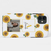 Waterverf Geel Zonnebloem Monogram Moeder Case-Mate iPhone Case (Achterkant (horizontaal))