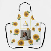 Waterverf Geel Zonnebloem Monogram Moeder Schort (Voorkant)