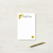 Waterverf geel zonnebloem naam post-it® notes (Op bureau)