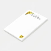 Waterverf geel zonnebloem naam post-it® notes (Schuin)