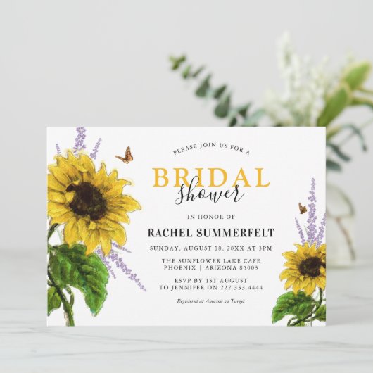 Waterverf Geel Zonnebloem Vrijgezellenfeest Kaart (Staand voorkant)