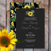 Waterverf Geel Zonnebloemen Formele Bruiloft Kaart