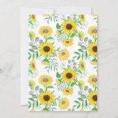 Waterverf Geel Zonnebloemen Formele Bruiloft Kaart (Achterkant)