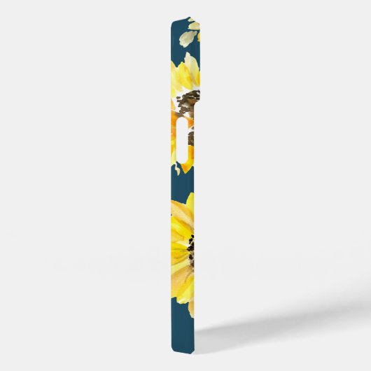 Waterverf geel zonnebloemen op blauw Monogram Case-Mate iPhone Case (Achterkant / Rechts)