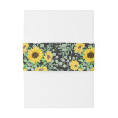 Waterverf geel zonnebloemen zwart bruiloft uitnodigingen wikkel (Achterkant Voorbeeld)