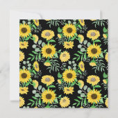 Waterverf Geel Zonnebloemen Zwart Vierkant Bruilof Kaart (Achterkant)