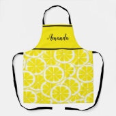 Waterverf geel zwart citroenpatroon gepersonalisee schort (Voorkant)