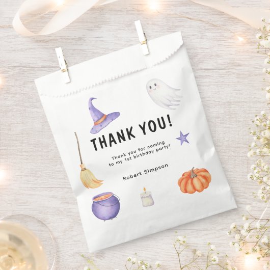 Waterverf geest kinder eerste verjaardagsfeestje bedankzakje (Geknipt)