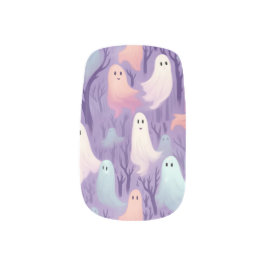 Waterverf Geesten Pastel Halloween minx nail art