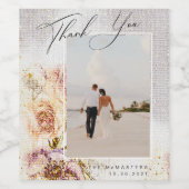 Waterverf gefinteerde Floral Canvas bruiloft Dank Wijn Etiket (Enkel label)