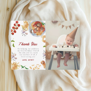 Waterverf gehaktbal Italiaans 1e verjaardag Bedankkaart