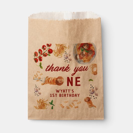 Waterverf gehaktbal Italiaans 1e verjaardag Bedankzakje (Voorkant)