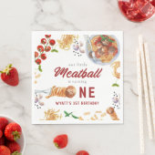 Waterverf gehaktbal Italiaans 1e verjaardag Servet (Insitu)