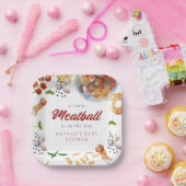 Waterverf gehaktbal Italiaans Baby shower Papieren Bordje (Feest)