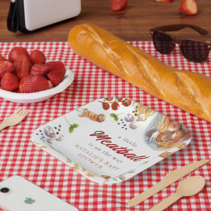 Waterverf gehaktbal Italiaans Baby shower Papieren Bordje