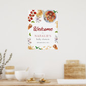 Waterverf gehaktbal Italiaans Baby shower Welkom Poster (Keuken)