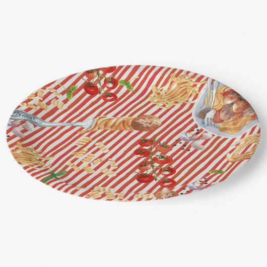 Waterverf gehaktbal Italiaans eten Illustraties Papieren Bordje (Gekanteld)