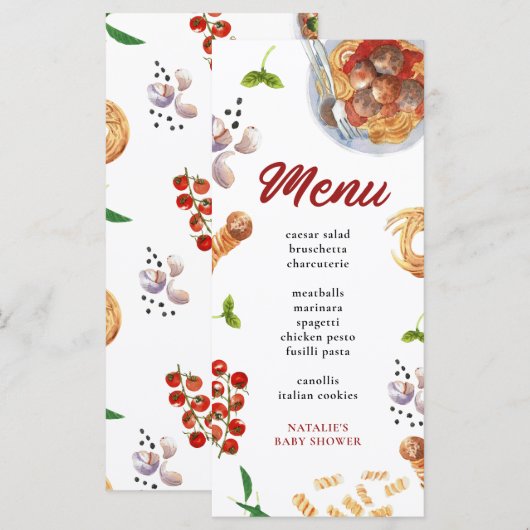 Waterverf gehaktbal Italiaans Menu (Voorkant / Achterkant)