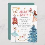 Waterverf Geheim Santa Notenkraker Ballerina Kaart<br><div class="desc">Waterverf kerst grillige feestuitnodiging</div>