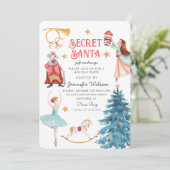 Waterverf Geheim Santa Notenkraker Ballerina Kaart (Staand voorkant)