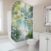 Waterverf Geheime Tuinvijver Douchegordijn (In situ)