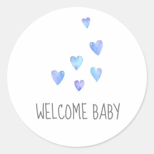 Waterverf Gehoornaar Welkome Baby shower Sticker (Voorkant)