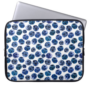Waterverf geïllustreerd blauwbes-setpatroon laptop sleeve