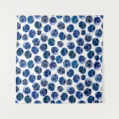 Waterverf geïllustreerd blauwbes-setpatroon wandkleed (Voorkant (horizontaal))