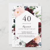 Waterverf Geïllustreerd Bloemen 40e Verjaardagsfee Kaart (Voorkant)