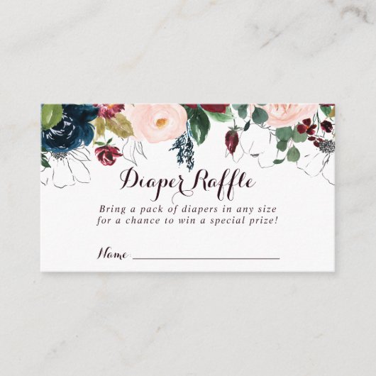 Waterverf Geïllustreerd Bloemenluier Raffle Ticket Informatiekaartje (Voorkant)