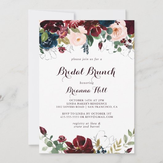 Waterverf geïllustreerd Bridal Brunch Vrijgezellen Kaart (Voorkant)