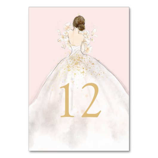 Waterverf geïllustreerd Bride in Gown Kaart (Voorkant)