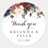 Waterverf geïllustreerd dank u huwelijksgunst ronde sticker (Voorkant)