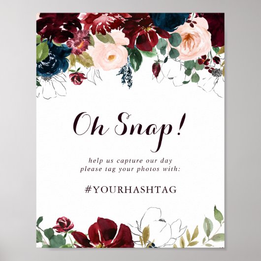 Waterverf geïllustreerd Feall Wedding Oh Snap Sign Poster (Voorkant)