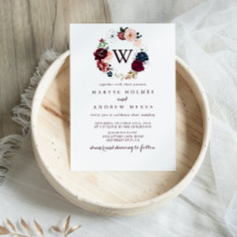 Waterverf geïllustreerd Floral Monogram Wedding Kaart