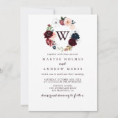 Waterverf geïllustreerd Floral Monogram Wedding Kaart (Voorkant)