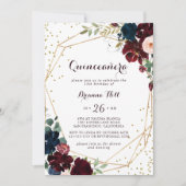 Waterverf geïllustreerd geometrisch goud Quinceañe Kaart (Voorkant)