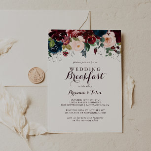 Waterverf Geïllustreerd Herfst Bruiloft Ontbijt Kaart