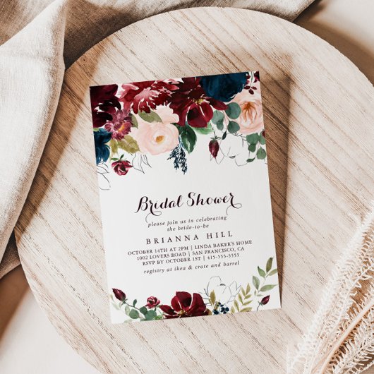 Waterverf geïllustreerd Herfst Floral Vrijgezellen Kaart